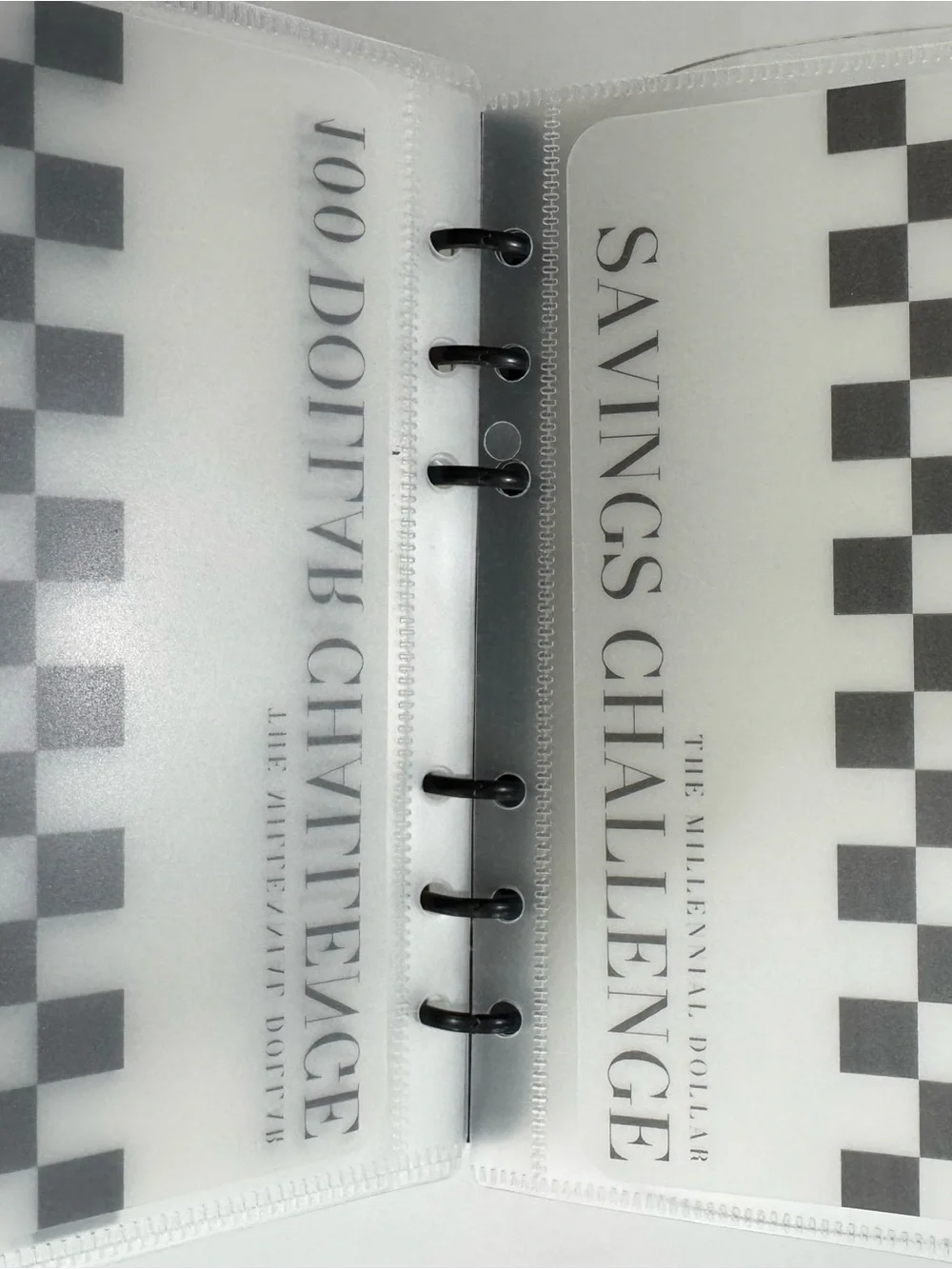 A6 Clothe and paper Clear Spiral binder with Black & White Checker Insert